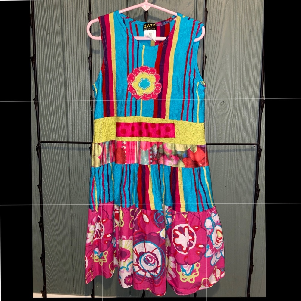 Zaza Couture Colorful Floral Girls Dress